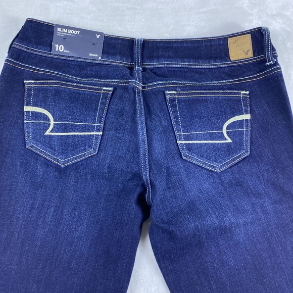 NWT American Eagle Jeans Women Sz 10 Petite Short Medium Wash Stretch Slim Boot - Picture 3 of 16